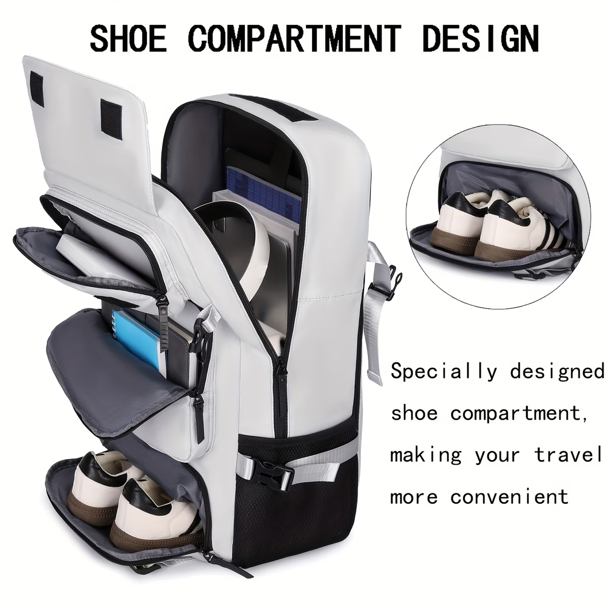 Large Capacity Carry-On Bag with Shoe Compartment, Airline Approved 17.3-Inch Laptop Backpack, Business Gym Weekend Pack, Single Shoulder or Double Shoulder, Travel Backpack for Men, Backpack for Men, Backpack for Women, Travel Backpack for Women