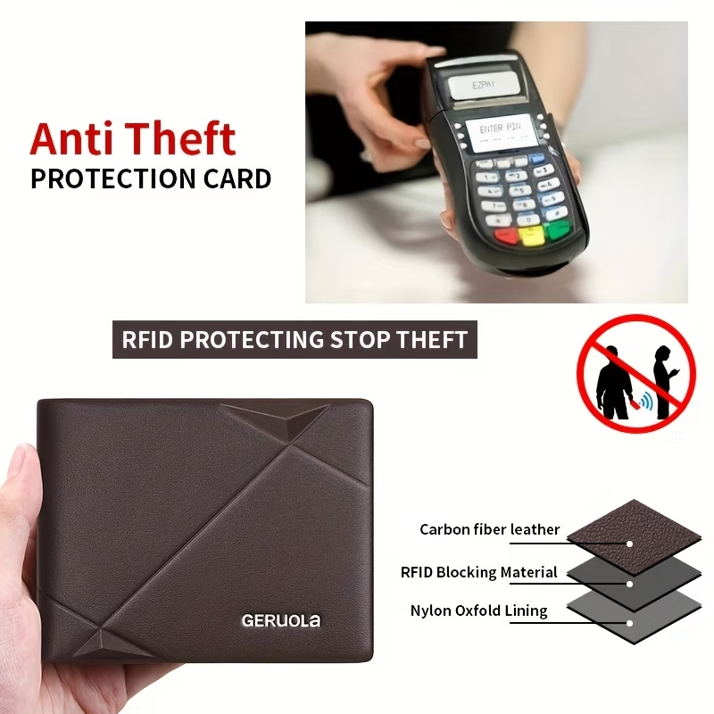 Men's Genuine Leather Short Wallet with Large Capacity Card Slots, Holiday Gift Top Layer Cowhide RFID Blocking Credit Card Holder Portable Cash Business Office Commute Anniversary Birthday Valentine's Day Gift Leather Wallet Father's Day Present