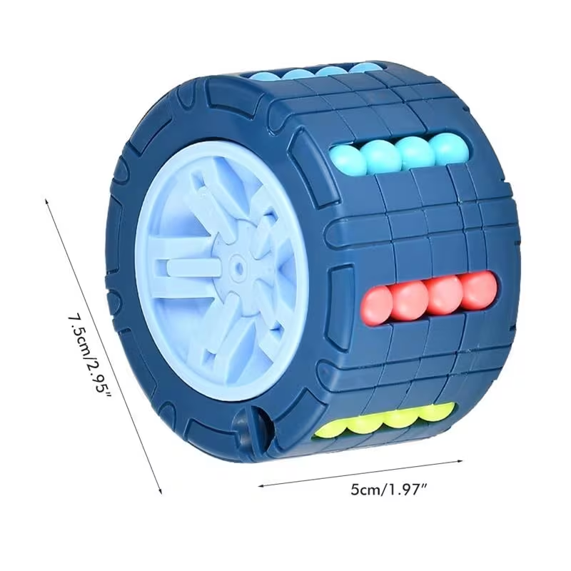 3D Cylinder Cube Toy Magical Bean Gyro Rotating Slide Puzzle Games for Stress Relief in Children Educational Toys (Red, Blue, Black)