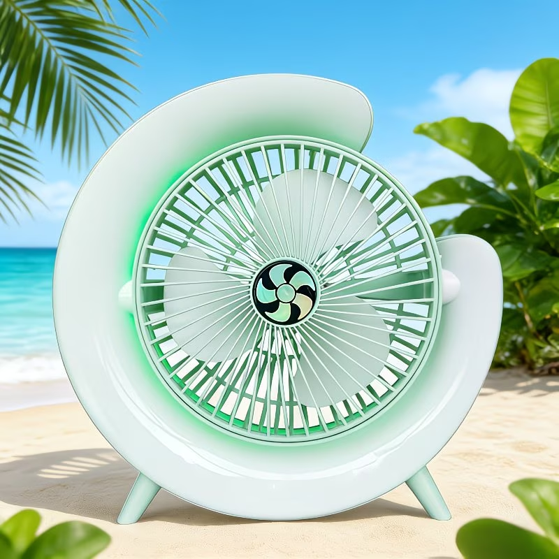 USB Desktop Fan with LED Light, Multifunctional Small Fan, Silent And Portable, 3-Speed Regulation, Rechargeable, Long Battery Life, Home Office Bedside Radiator, Creative Design, Summer Cool Gift