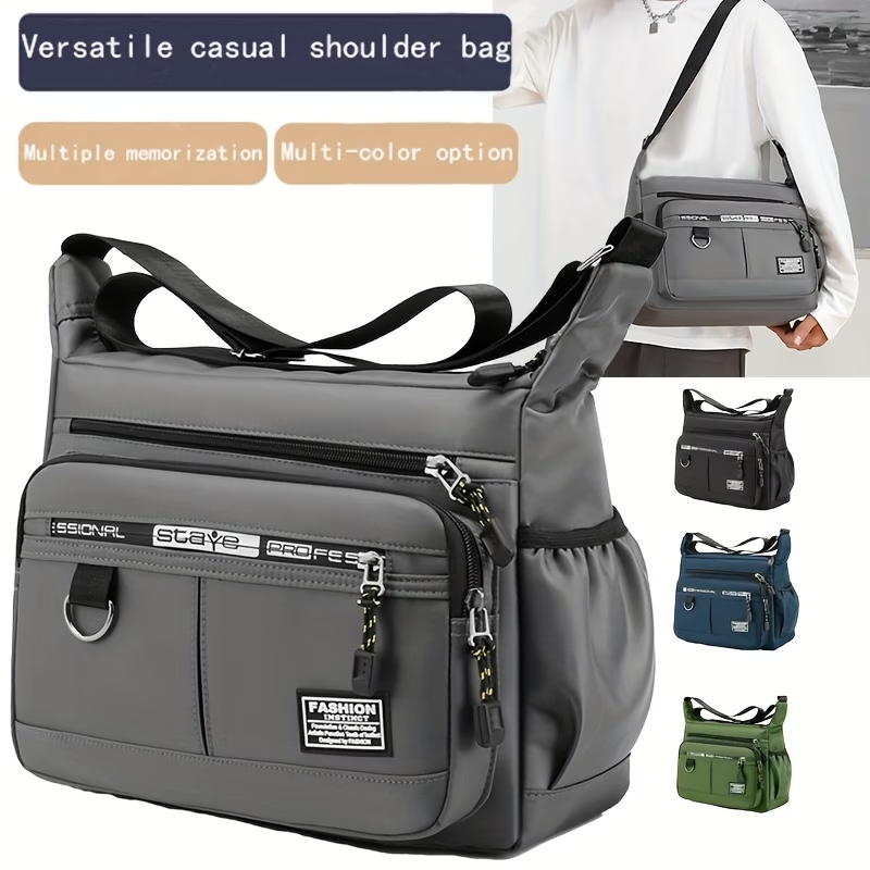 Large Capacity Men's and Women's Bag Shoulder Bag High Quality Wear- Backpack Multi-pocket Business Bag Business Casual Men's and Women's Messenger Bag [Zipper Direction Random, Random Letters]