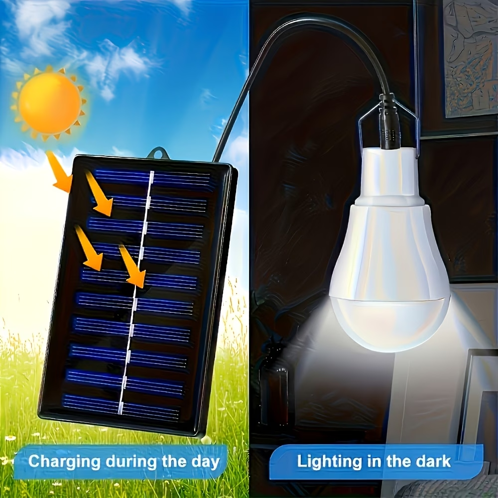 1pc LiHangStar Solar Light Bulb, Rechargeable Portable Solar Light, LED Light Bulb, Suitable for Indoor Emergency Power Outages, Outdoor Fishing, Camping and Hiking, Tent Lights