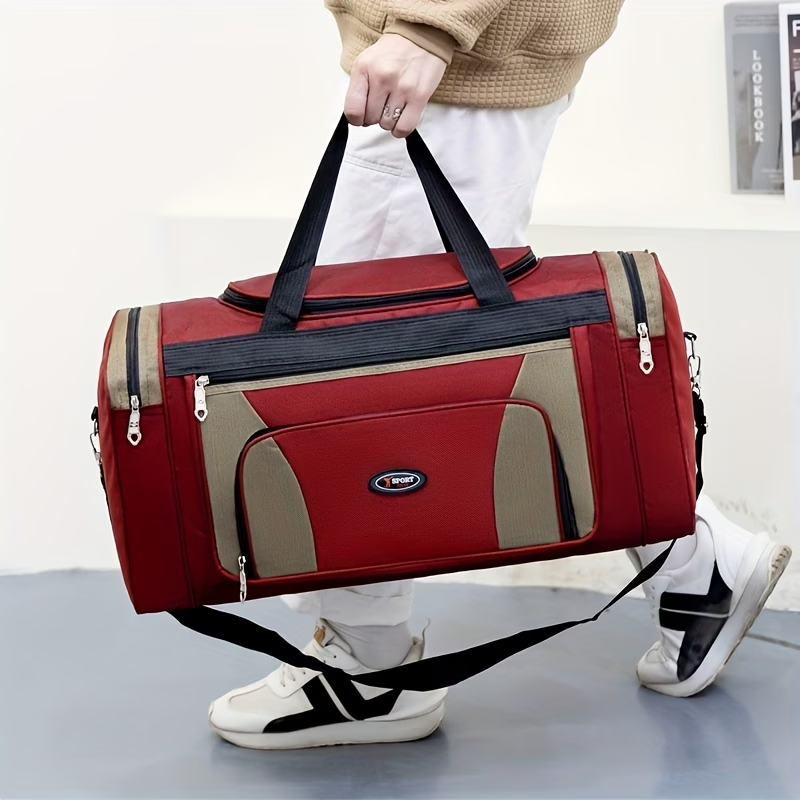 Large Tote Bag/handbag, a Single-piece Solid-color Nylon Zippered Travel Tote Bag with Large Capacity, Adjustable Shoulder Strap for Single-shoulder or Crossbody Wear, Luggage Bag, Multi-functional Backpack for Outings and Travel