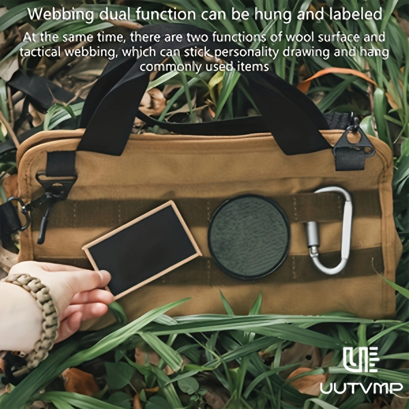 Tool Organizer Bag – Suitable for Outdoor, Camping, and Hiking Gear; Features Wall-Mountable, Handheld, and Crossbody Carrying Options.