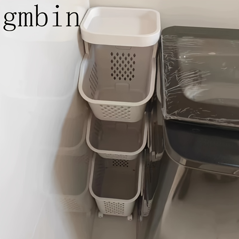 Three-tier laundry basket/storage rack for bathroom, balcony, and bedroom spaces