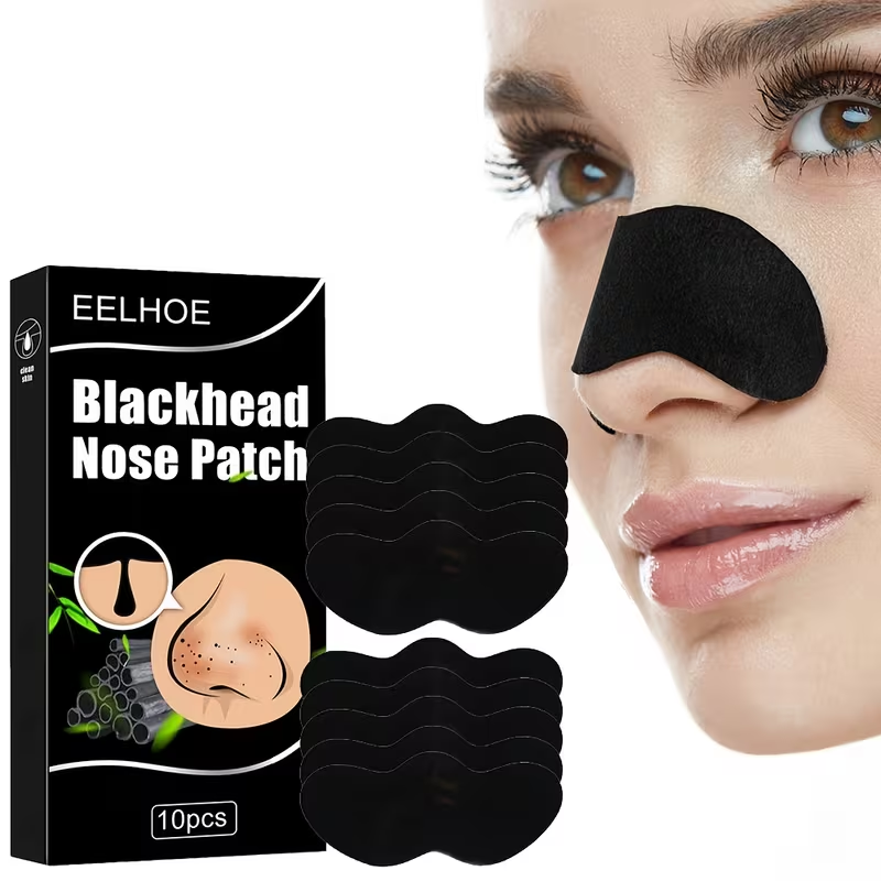 Blackhead and Pimple Nose Strips with Bamboo Charcoal, Deep Cleansing Nose Mask, 10 Sheets