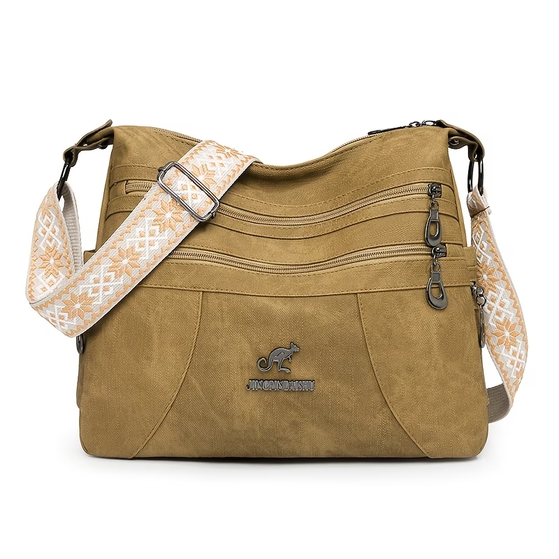 Vintage Style Shoulder Bag for Women, Solid Color, Casual Occasion Handbag with Zipper Closure