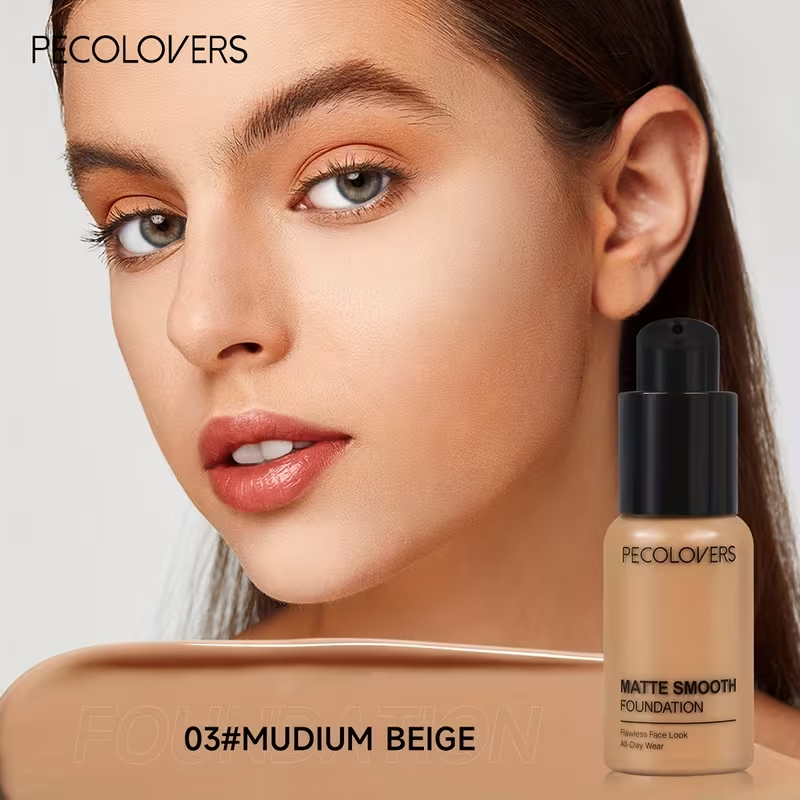Pro Flawless Liquid Foundation - Full Coverage, Natural Matte Finish, Waterproof, Long-Lasting Concealer for Dark Circles,, Blemishes, and Imperfections - Suitable for All Skin Types and Tones