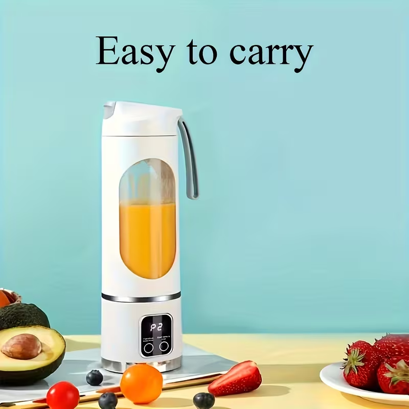 Portable USB Charging Blender & Juicer - Easy to Clean, Easy to Use, Suitable for Fruit and Vegetable Drinks, Smoothies, with Digital Display - Ideal for Home, Office, Camping, Travel, and Gifts
