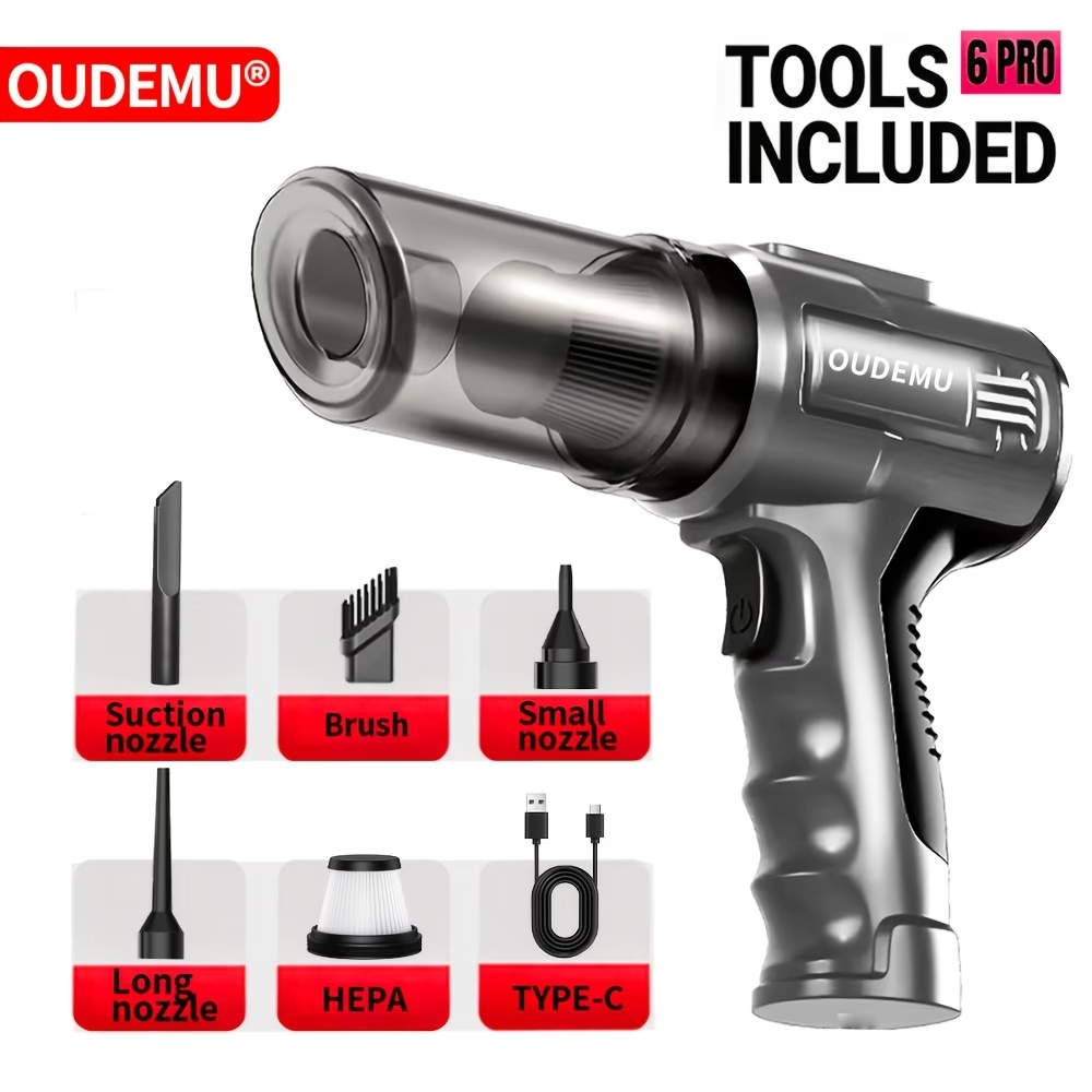 Cordless Handheld Vacuum, Featuring 5Kpa Powerful Suction And a Blowing Function, Compact Mini Vacuum Cleaner with Low Profile And Various Attachments, Ideal for Home, Car, Office, And Outdoor Camping