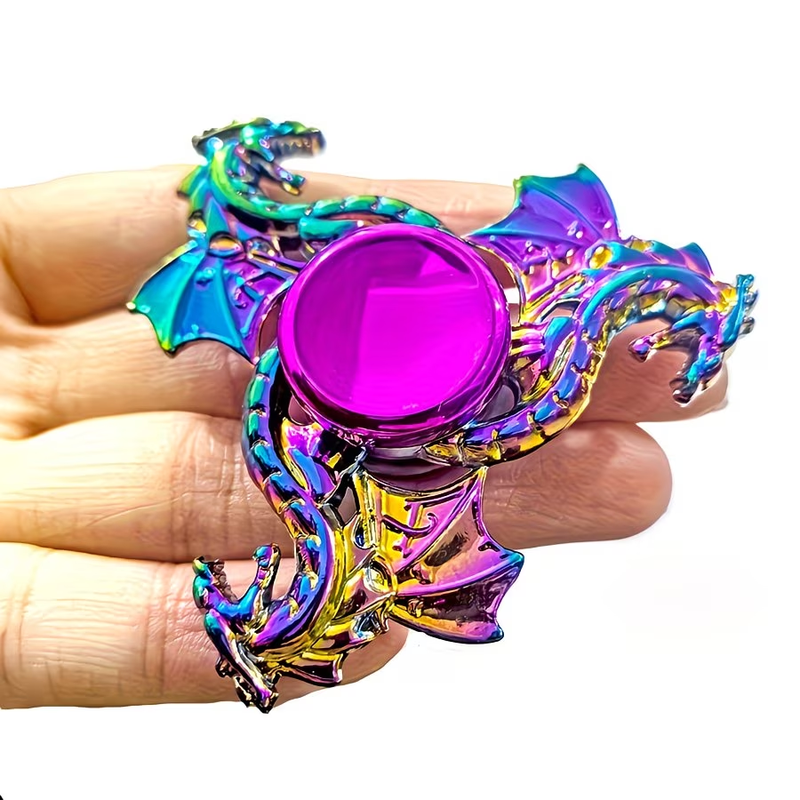 4pc Toy for Adults - Colorful Sky Dragon - Metal Fidget Spinner, Durable & Quiet Focus Gadget