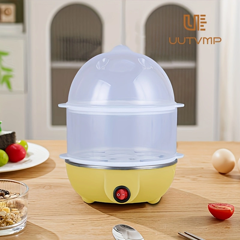 Multifunctional double-layer egg cooker, 14-egg double-layer breakfast maker, multi-stage timer with automatic cooking control, automatic power-off function, 3D circulating heating, food-grade materials.