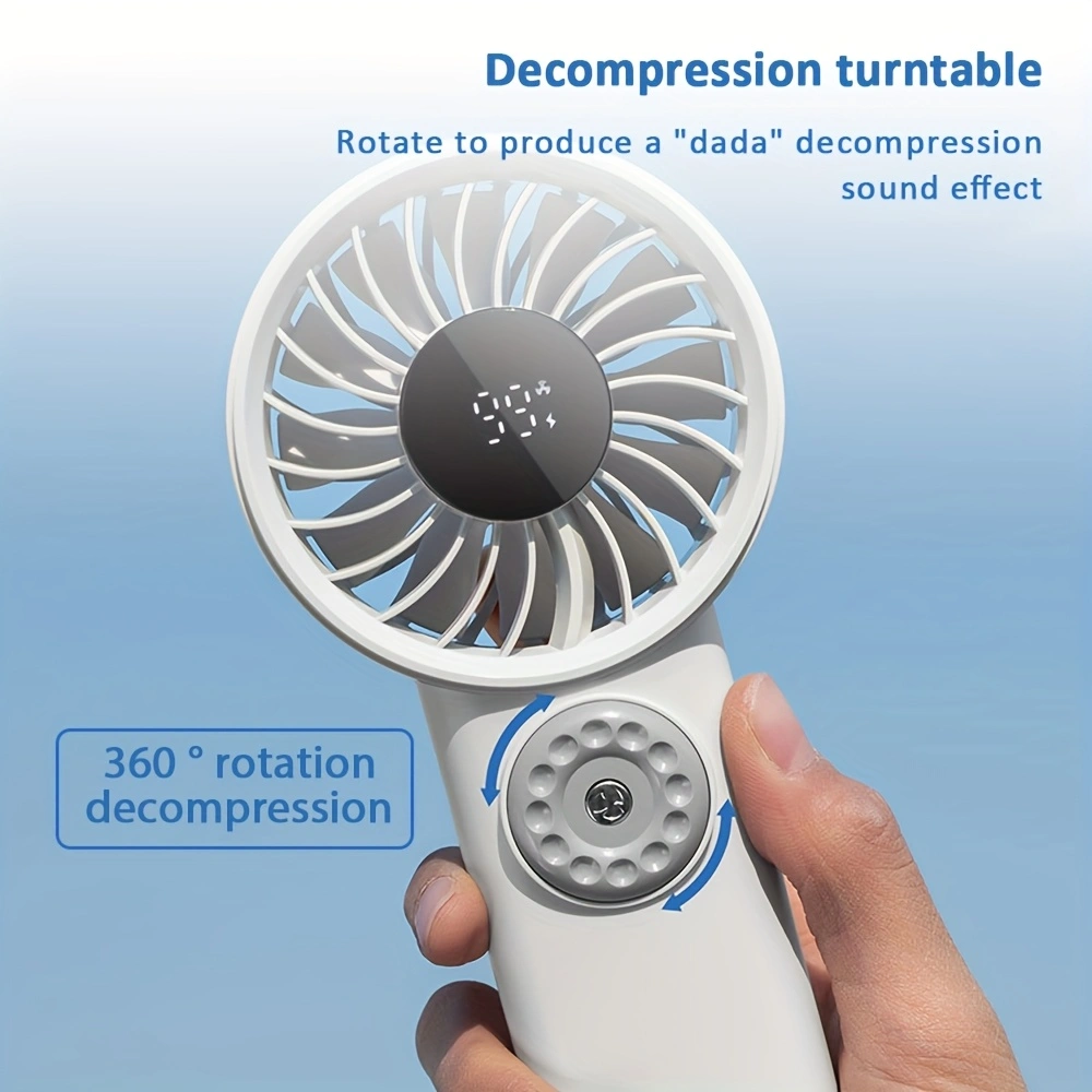 Handheld fan, foldable LED digital display