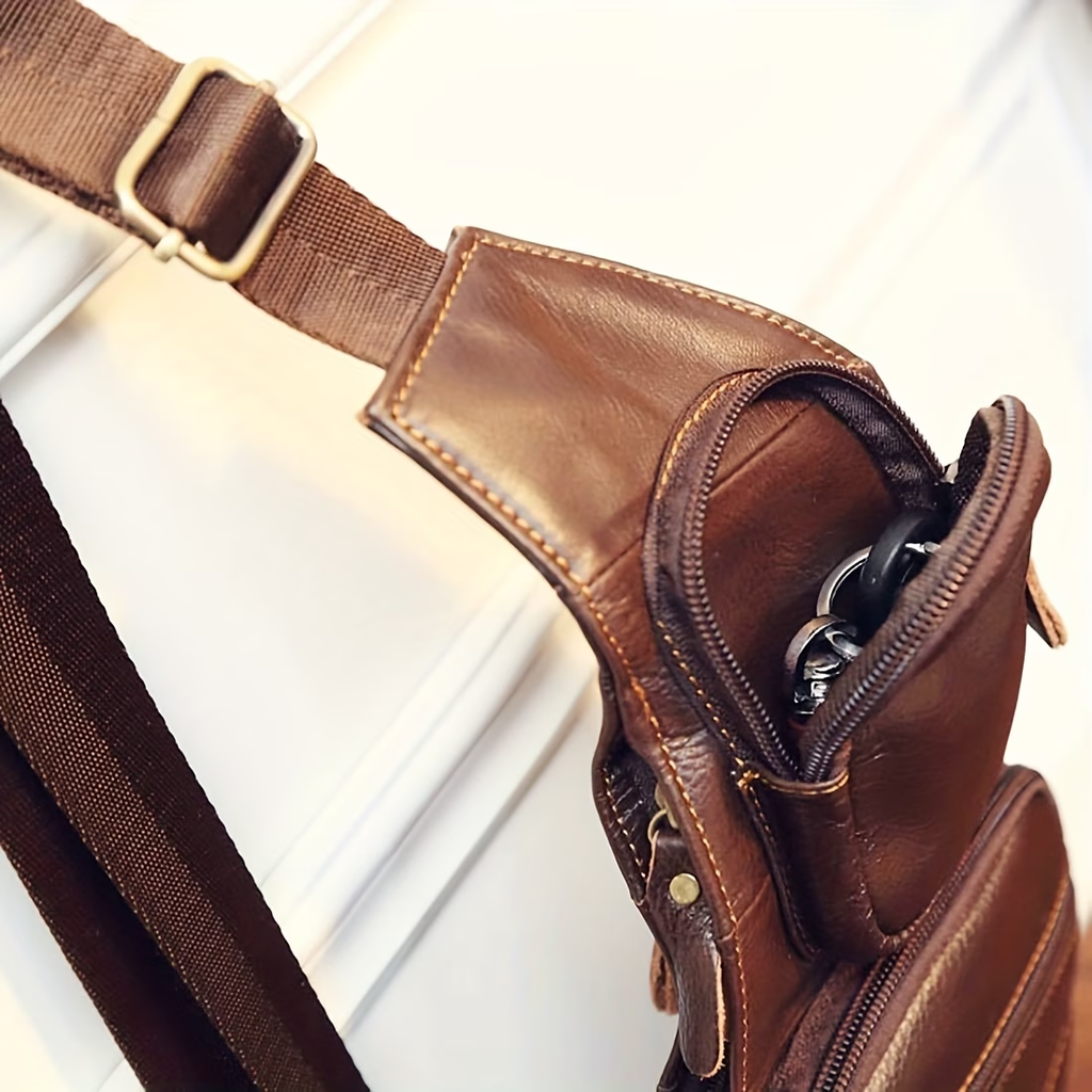 Vintage Genuine Leather Sling Bag Bags for Men Women Backpack Shoulder Messenger Crossbody Outdoor Travel Hiking Camping Tactical Chest Pack Daypack