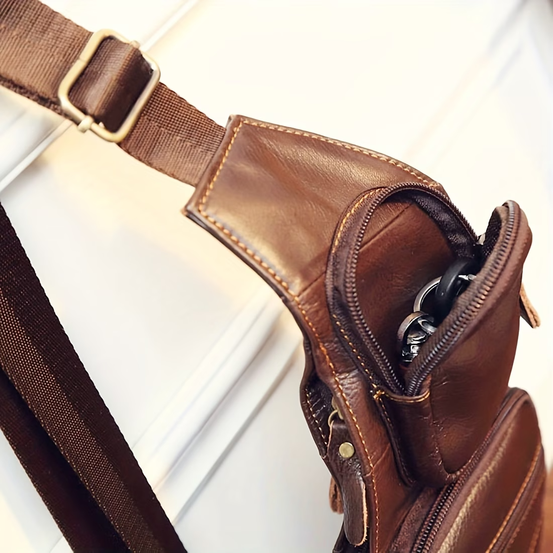 Vintage Genuine Leather Sling Bag Bags for Men Women Backpack Shoulder Messenger Crossbody Outdoor Travel Hiking Camping Tactical Chest Pack Daypack