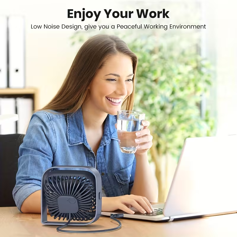 Stay Cool & Comfortable Anywhere: Portable USB Desk Fan with 3 Speeds & 360° Silent Operation