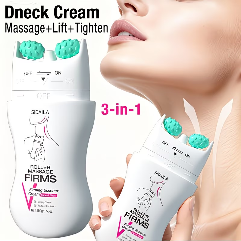 Instant Lifting & Firming Neck Wrinkle Cream with V-Shaped Roller, Neck & Face Cream, Skincare, Lifting, Firming, Smoothing, Minimizes Wrinkles/Fine Lines, 2-in-1: Hydrating & Firming, Hydrolyzed Collagen, Retinol, Niacinamide, Shea Butter