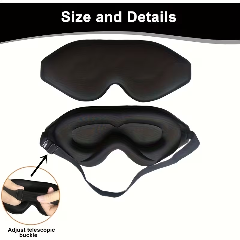 1pc Sleep Mask, 3D Deep Contour Eye Mask with Adjustable Straps to Fit Different Head Shapes, Universal Eye Mask for Men and Women to Block Light, 100% Blackout Soft and Comfortable Eye Mask for Night Shifts, Travel, Yoga, Naps, Black, for Bedroom