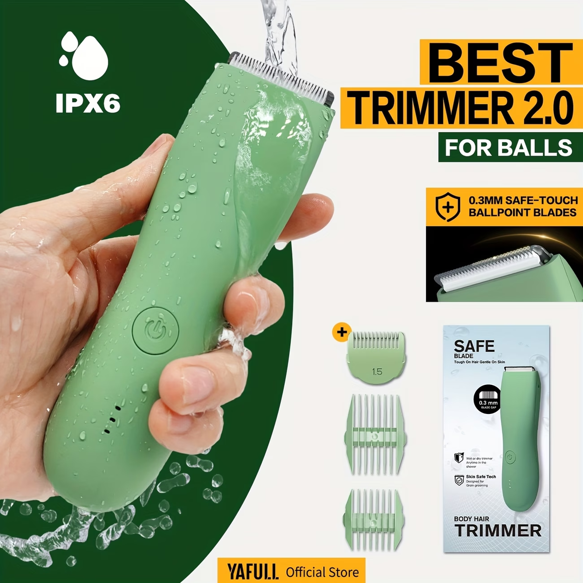 Professional Body Hair Trimmer with IPX6 Rating And Replaceable Blades. Electric Groin And Body Hair Trimmer for Men, Featuring a Replaceable Ceramic Blade for Grooming, Ideal for Male Shaving And Female Bikini Trimming