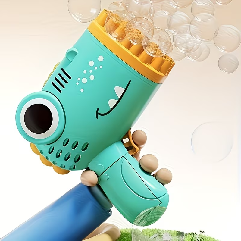 40-hole handheld dinosaur bubble machine fully automatic toy bubble gun without battery without bubble liquid outdoor wedding activity props Gatling multi-hole bubble gun Christmas toy gift