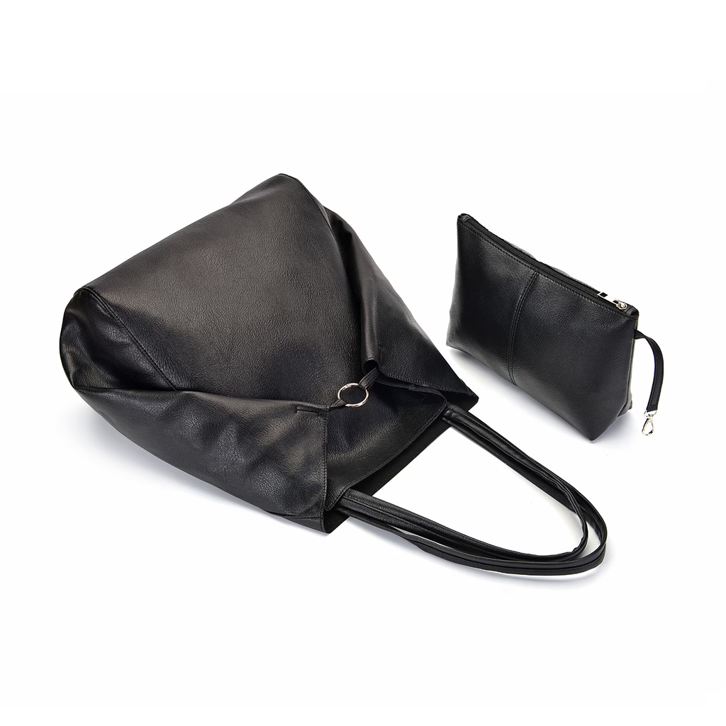 Retro 2 Set Bag Shoulder Bags High Capacity Tote Bags Metal Button Handbags Solid Color Beach Bag for Ladies