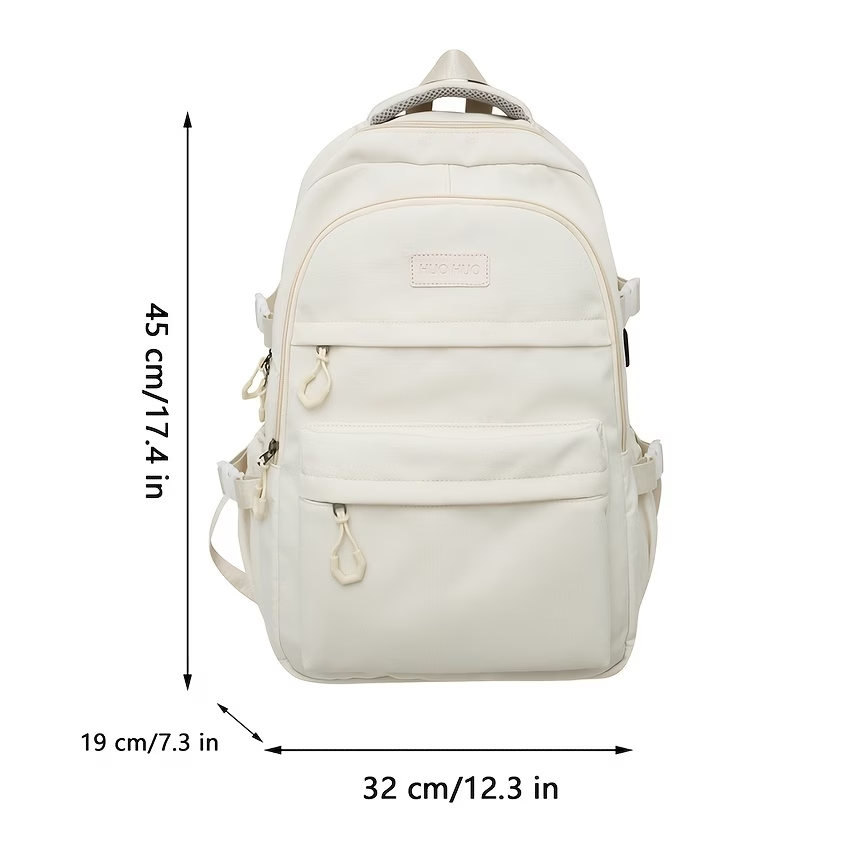 Solid Color Casual Versatile Large-Capacity Backpack, Lightweight Backpack for Outings and Travel, Daily Commute Laptop Backpack, Women's Holiday Backpack
