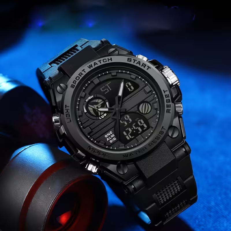 Youth Watch for Men, High-End Sports Trendy Multifunctional Luminous Alarm Clock Electronic Watch, Black Technology, Unisex Wristwatch