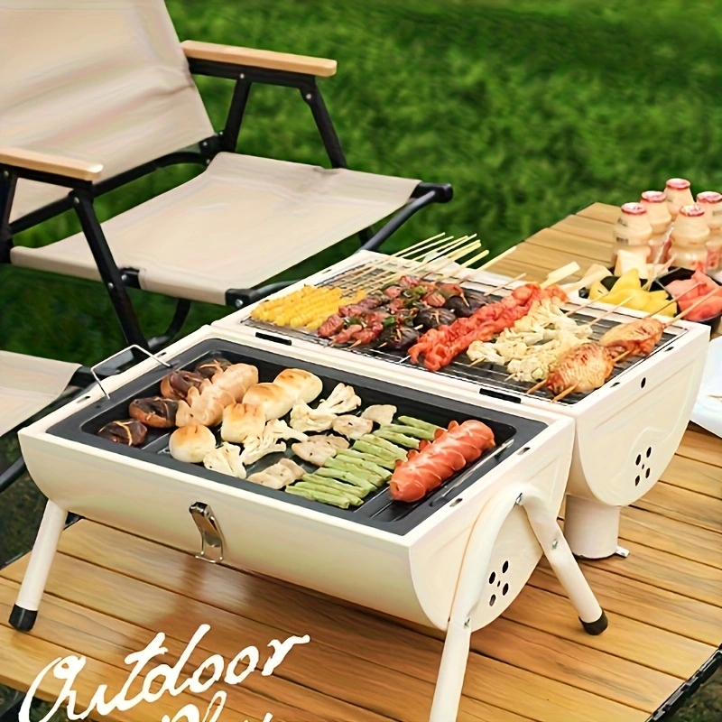 Double-sided barbecue grill, charcoal barbecue rack, outdoor chimney stove, outdoor camping barbecue grill