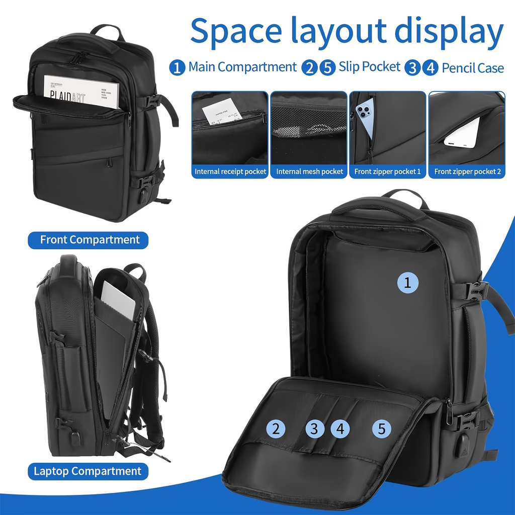 1pc Expandable Travel Backpack, Business Laptop Backpack, Fits 15.6-Inch Laptop, Christmas, Valentine's Day and Thanksgiving Gifts for Men and Women