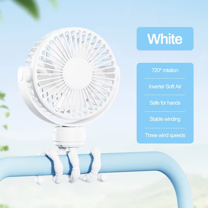 1pc Portable Stroller Fan, Battery-Powered Clip Fan with Detachable Face Cover, 3-Speed Adjustable, USB Rechargeable 360° Desktop Fan, Handheld Fan, Multi-Function Flexible Stand for Various Usage Scenarios