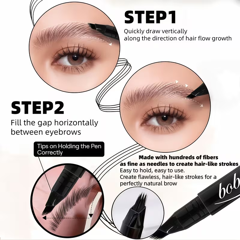 Dual-Effect Quick-Result Waterproof Eyebrow Pencil: Multi-branch Brush Head Design for Defining Each Eyebrow Hair with a Single Stroke + Precise Hairline Filling. Waterproof, Long-lasting Color That Resists Smudging. Three-dimensional Hair-like Flow