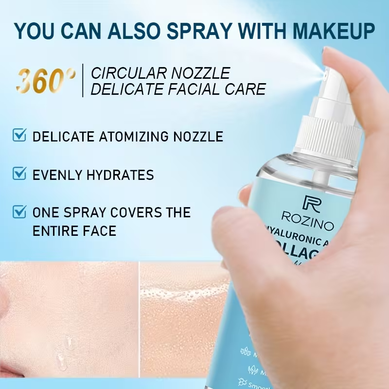 This Facial Essence Spray Contains Hyaluronic Acid And Collagen, Providing Instant Hydration. It Helps to Lift And Firm The Skin, Smooths Out Texture, And Dark Spots And Wrinkles. Suitable for Addressing Skin Redness, Dullness, Enlarged Pores