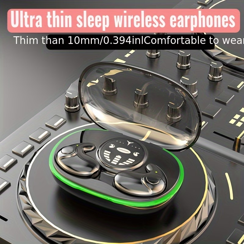 Ultra Thin Wireless Sleep Earphones with High Fidelity Sound, High Volume, Comfortable to Wear, Touch Control, Half Open Back, No Tangled Cables and Wireless Charging Case, Suitable for Both Men and Women