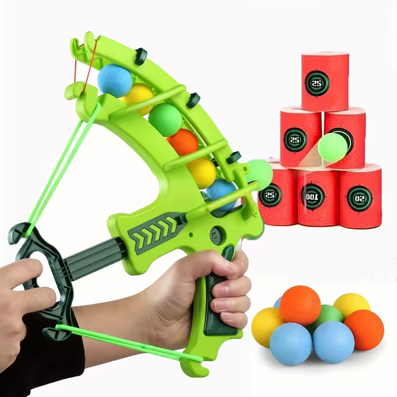 12pcs Colorful Large Bow and Arrow Toy Set with Catapult Launcher for EVA Ball Relax - Suitable for Indoor/Outdoor Fun, Parent-Child Interaction, Halloween and Christmas Gifts (Random Colors)
