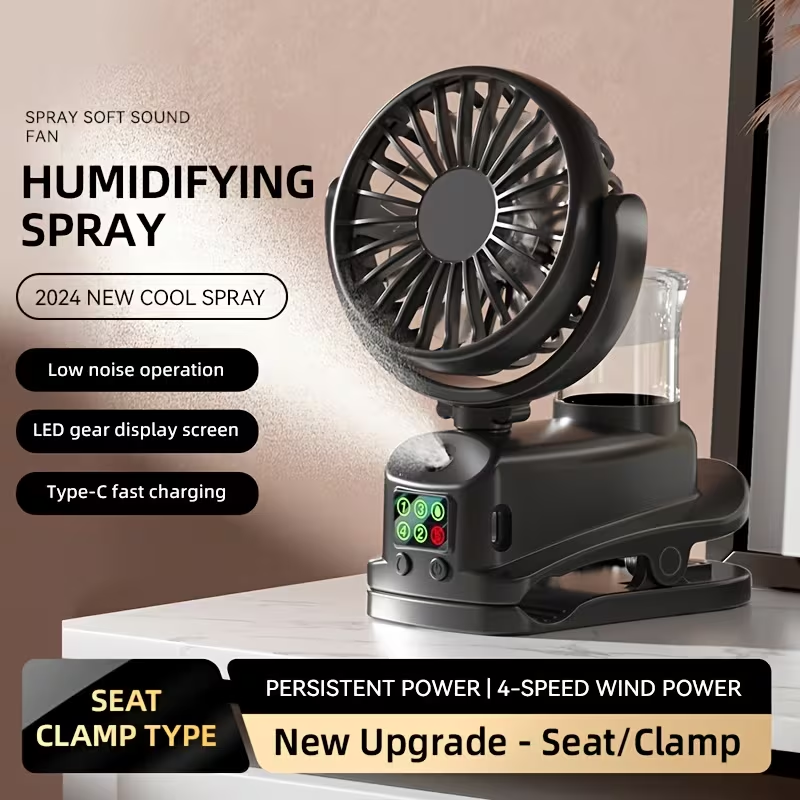 This Is a 2-In-1 Fan And Humidifier, Featuring a Portable Desktop Fan with 4 Adjustable Speeds And 2 Humidity Levels. It Operates Silently at 360 Degrees