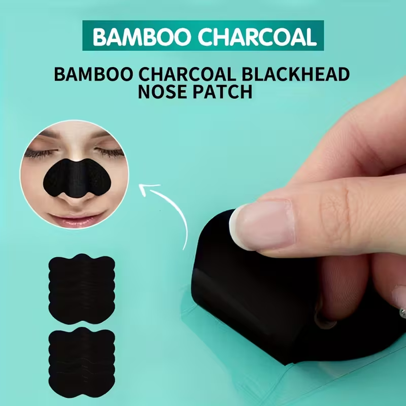 Blackhead and Pimple Nose Strips with Bamboo Charcoal, Deep Cleansing Nose Mask, 10 Sheets