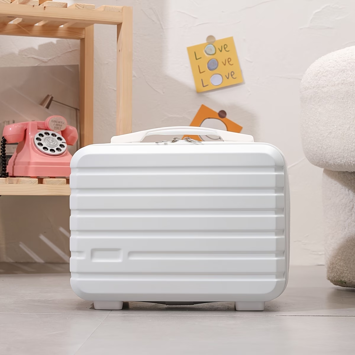 Chic 14-Inch Mini Suitcase Cosmetic Bag - Lightweight, with Zip Closure & Fixed Shoulder Strap - Perfect for Travel, Students, and Gifts