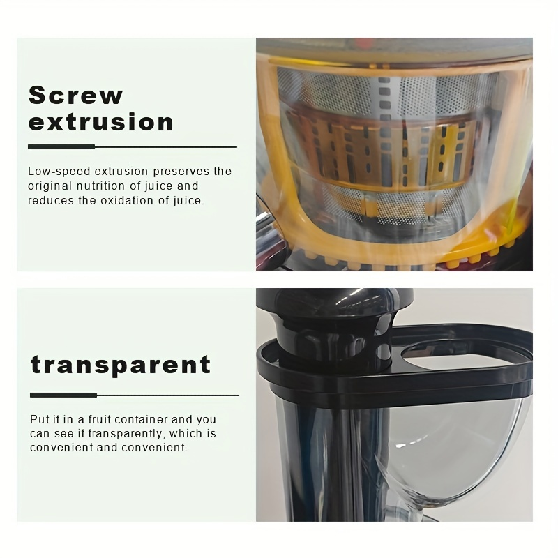 Home Juicer, Multifunctional Slow Juicer with Pulp and Juice Separation, Fully Automatic, Large Diameter, Fruit and Vegetable Juice Extractor