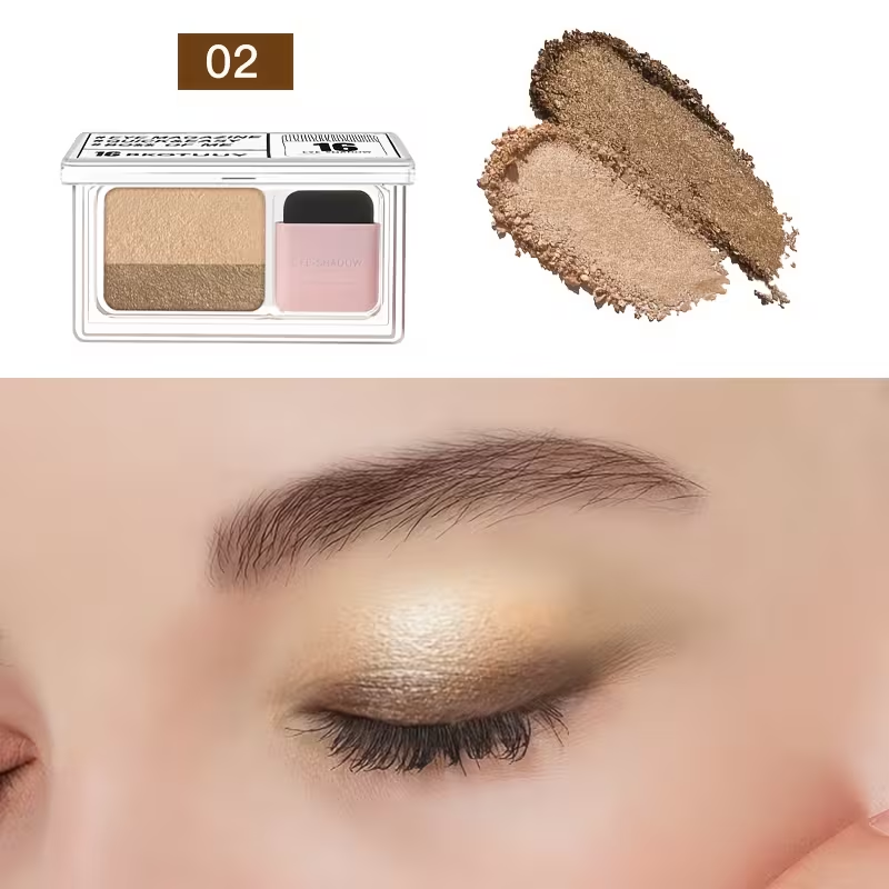 Shimmery Dual-Tone Eyeshadow Palette - 5-8 Versatile Shades, Easy Blend, Long-Lasting, Waterproof with Brush