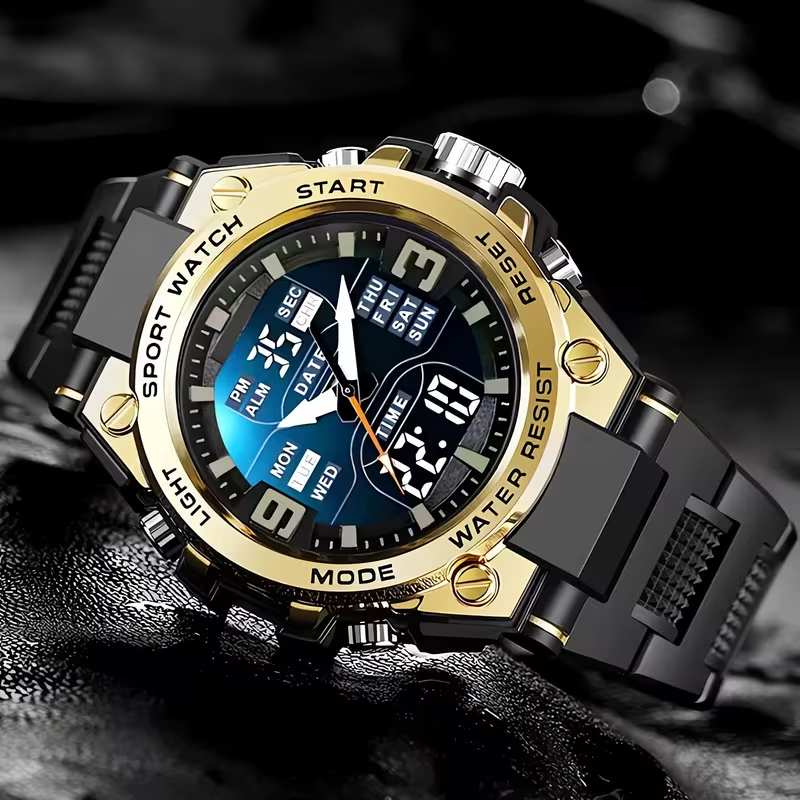 Versatile Sports Chronograph Timepiece - Men'S Digital Quartz Watch Featuring Alarm, Glow-In-The-Dark Display, And Perfect Gift Choice for Outdoor Lovers
