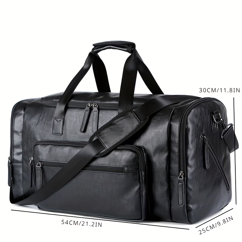Extra-Large Capacity Men'S PU Travel Bag, Vintage Briefcase, Handheld Shoulder Crossbody Luggage Bag