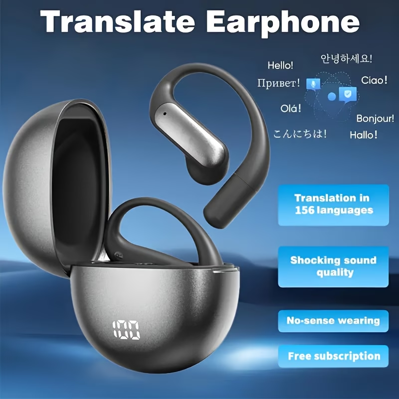Real-Time Languages Smart AI Translation Earbuds - Translate In Real-Time, Providing Precise Simultaneous Interpretation to Eliminate Language Obstacles for Seamless Business Trips, Social Interactions, Education, Work, And Conferences