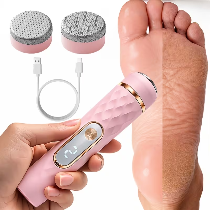 Electric Foot File, Automatic Callus Remover, Portable Electric Pedicure Device with One-Button Control for Hard and Cracked Skin, Rechargeable and Replaceable Heads, Pedicure Kit for Men and Women with Cracked Heels and Dead Skin, Christmas Gift