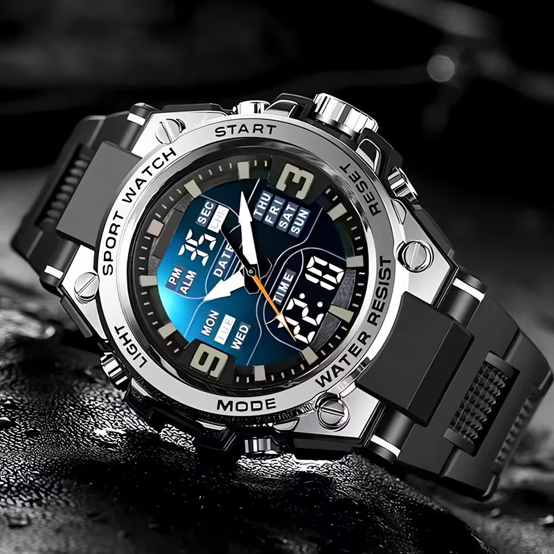 Versatile Sports Chronograph Timepiece - Men'S Digital Quartz Watch Featuring Alarm, Glow-In-The-Dark Display, And Perfect Gift Choice for Outdoor Lovers