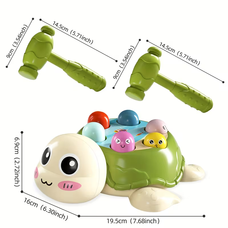 Educational Turtle Toy, Hammering And Pounding Toy, Enhance Hand-Eye Coordination, Parent-Child Interaction Multiplayer Play Desktop Game Educational Toy with 2 Hammers, Gift for Boys Girls Easter, Christmas, Halloween, Thanksgiving Toddlers