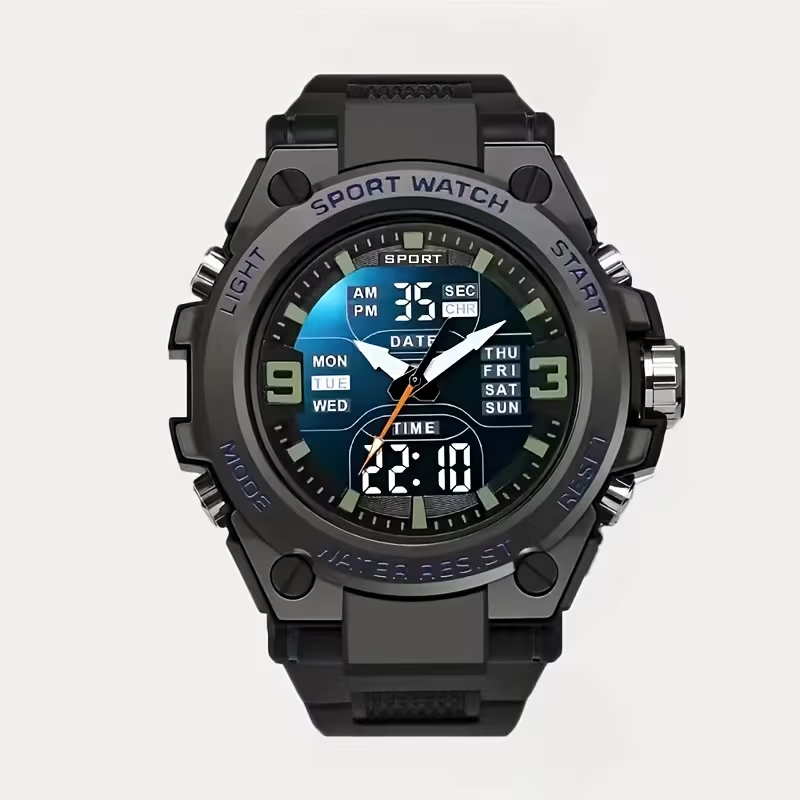 Versatile Sports Chronograph Timepiece - Men'S Digital Quartz Watch Featuring Alarm, Glow-In-The-Dark Display, And Perfect Gift Choice for Outdoor Lovers