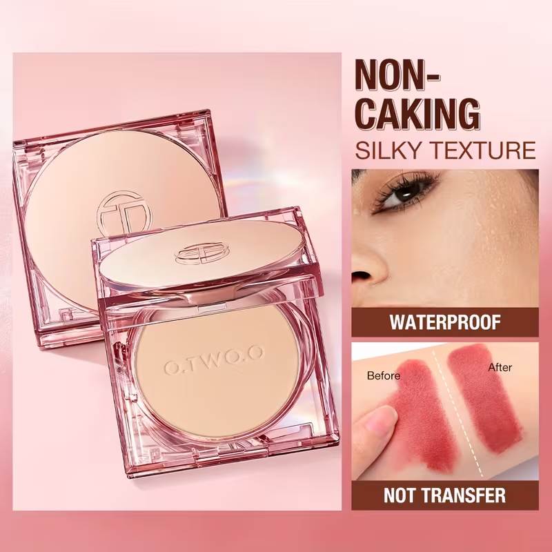 O.TWO.O 3D Soft Focus Face Powder Waterproof Long Lasting Oil Control 24H Natural Skin Tones Anti-Transfer, Non-Absorbent for All Skin Types & Tones, Includes Puff Makeup Powder Foundation Daily Essential Otwoo Makeup for Women