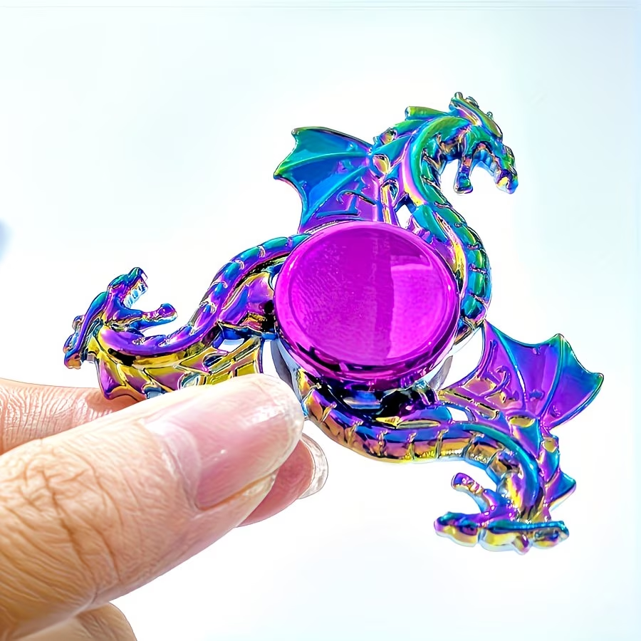 4pc Toy for Adults - Colorful Sky Dragon - Metal Fidget Spinner, Durable & Quiet Focus Gadget