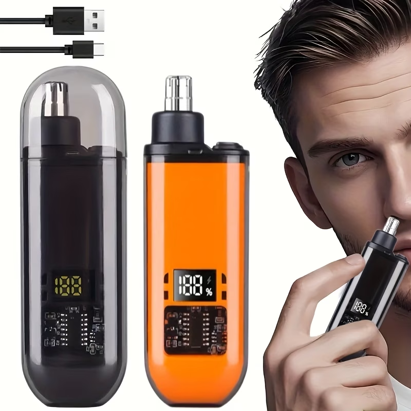 Portable mini electric nose hair trimmer-unisex, LED power display, USB rechargeable ear, nose and eyebrow trimmer, efficient blade, suitable for trimming facial eyebrows, nose and ear body hair, easy to carry and use outside, gift for men