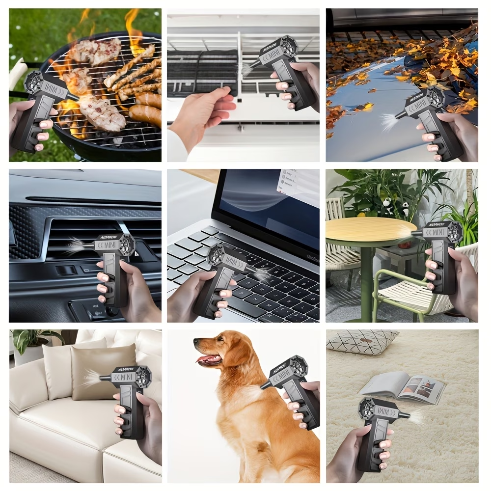 130000RPM Cordless Handheld Vacuum Cleaner | Type-C Charging, Turbo Blower for Car Blowing Snow, Indoor Dust Removal, Rapid Cooling, 4 Gears Adjustable, Portable Jet Fan, ABS Material